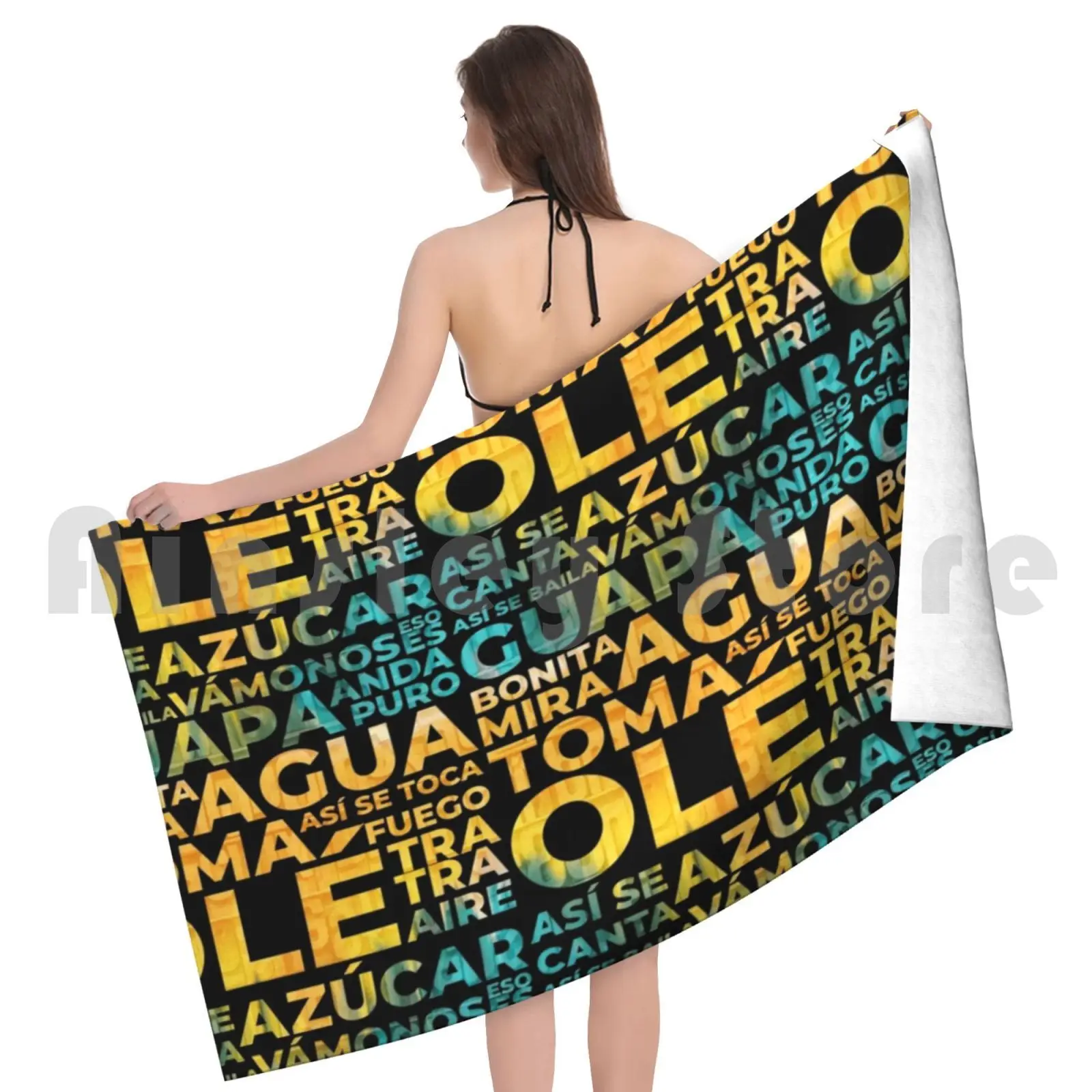Фото Jaleo Flamenco Shouts Пользовательское полотенце Банное полотенце Фламенко Испания Испанский фестиваль Андалусии Севилья Севилья Искусство №5