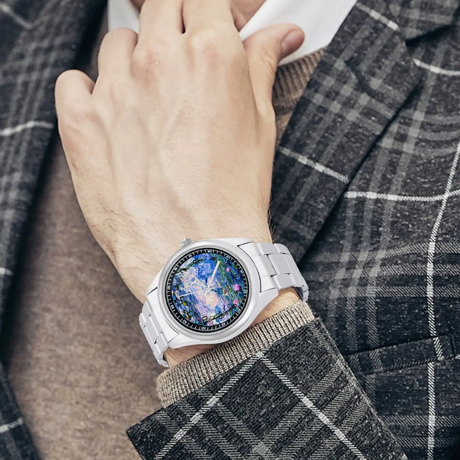 Ван Гог Кварцевые Часы Водяные Лилии Печать Стальные Фото Наручные Девушка