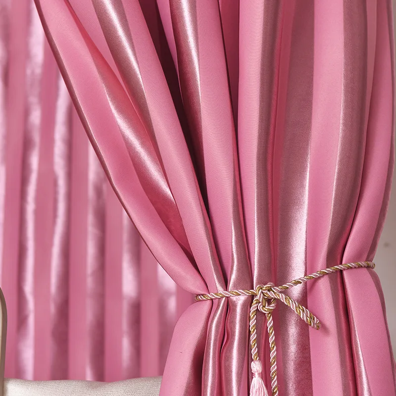 Имитация шелка полосатая занавеска для кровати Пыленепроницаемая верхняя и