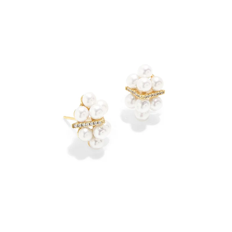 Boucles d'oreilles en perles d'eau douce 925 argent doré et diamant brillant pour femmes, bijoux de luxe, de haute qualité, à la mode, cadeau, nouveauté, 2023