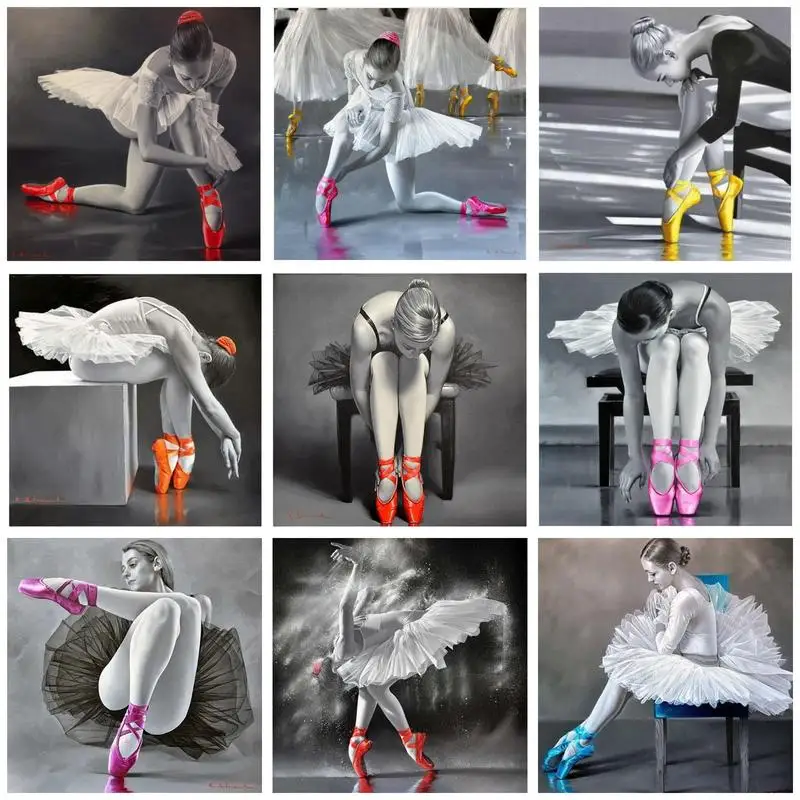 

CHENISTORY 30x30cm Painting By Numbers Handpainted Ballet Dancer Coloring By Numbers Picture Drawing Wall Art DIY Gift