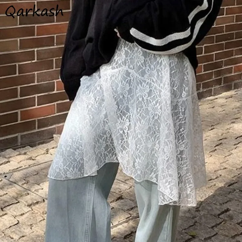 Женская асимметричная однотонная прозрачная юбка в корейском стиле