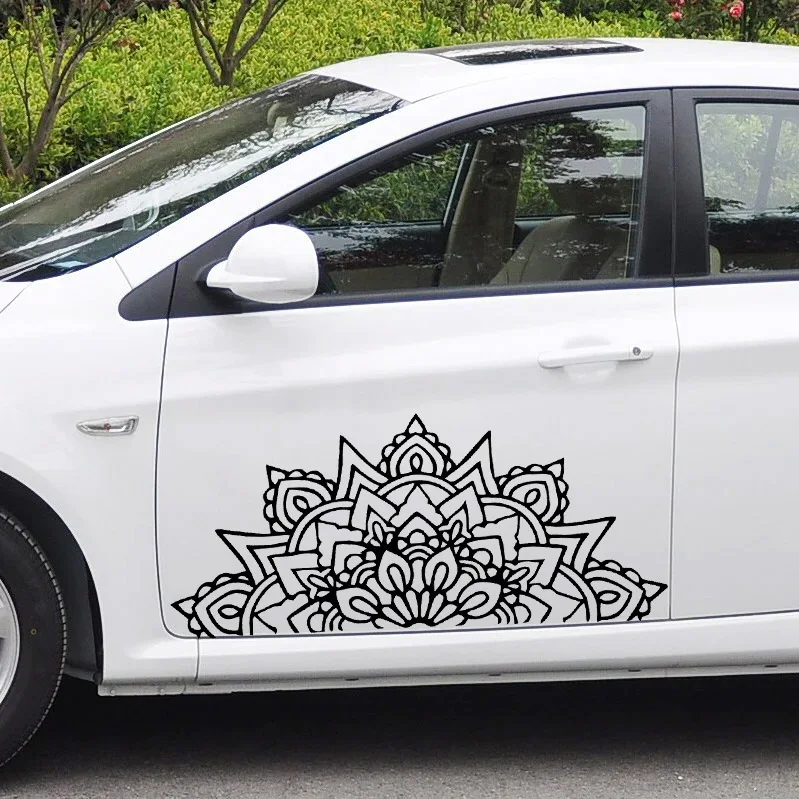 

Наклейки графические «Акула зубы» с мандалой, наклейки для модификации боковой стороны автомобиля, подходят для большинства автомобильных аксессуаров, наклейки на заказ «сделай сам», живопись