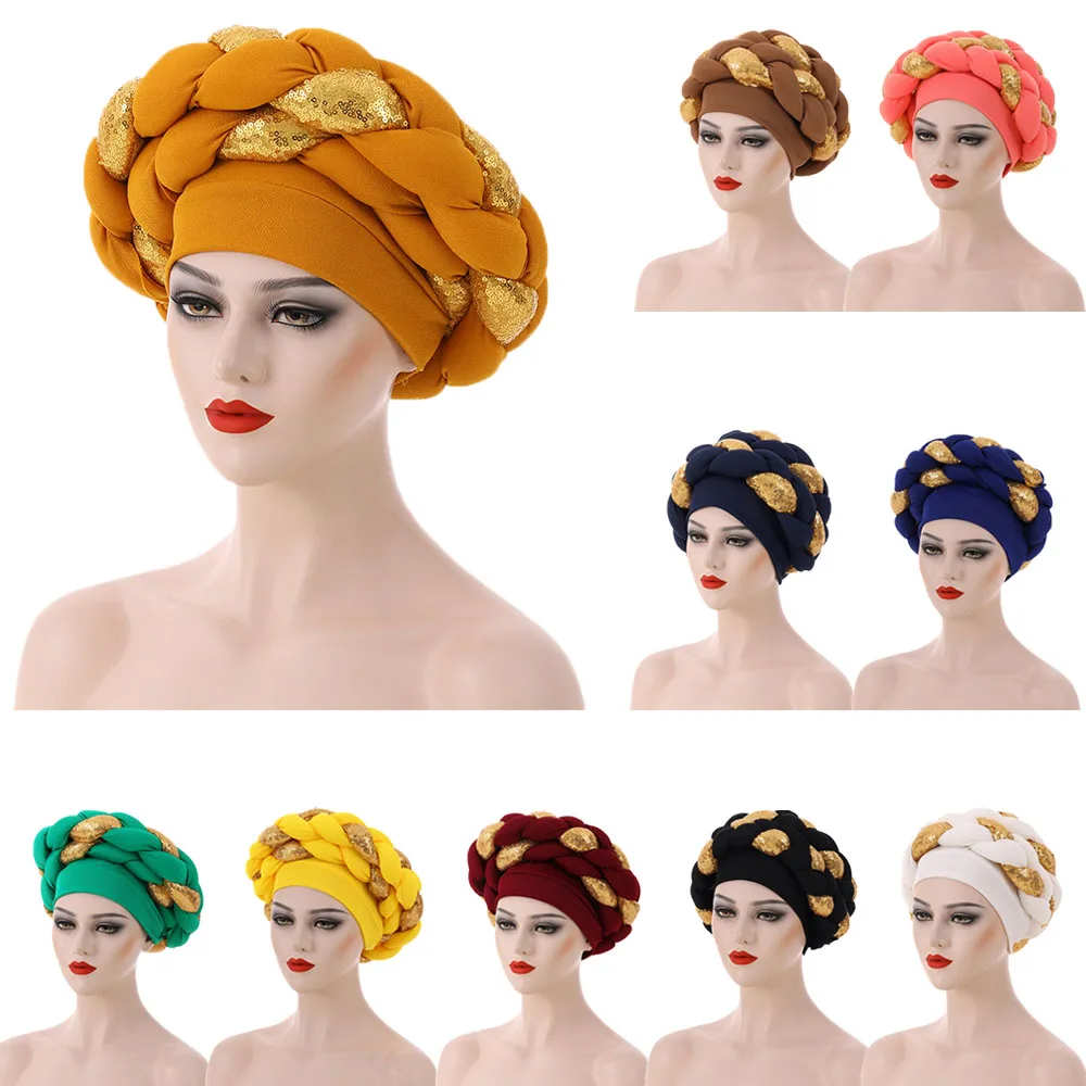 

African Headtie Latest Aso Oke Auto Gele Headtie Already African Cap Nigerian Wedding Gele Women Braid Turbans Ladies Head Wraps