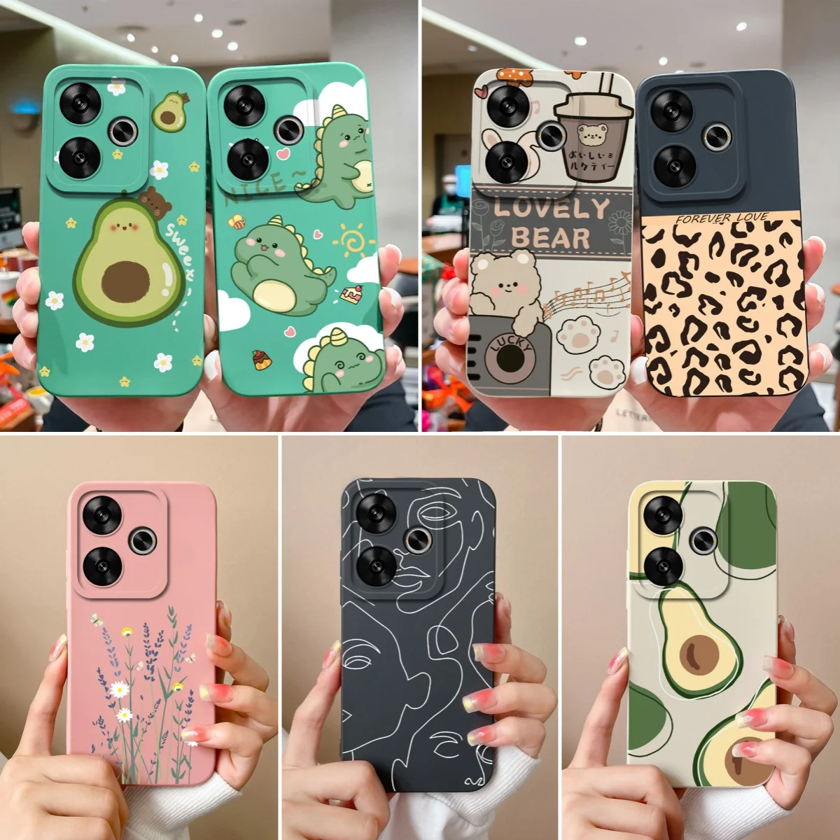 Чехол для телефона Poco F6 задняя крышка с милым медведем Xiaomi F 6 мягкие модели из