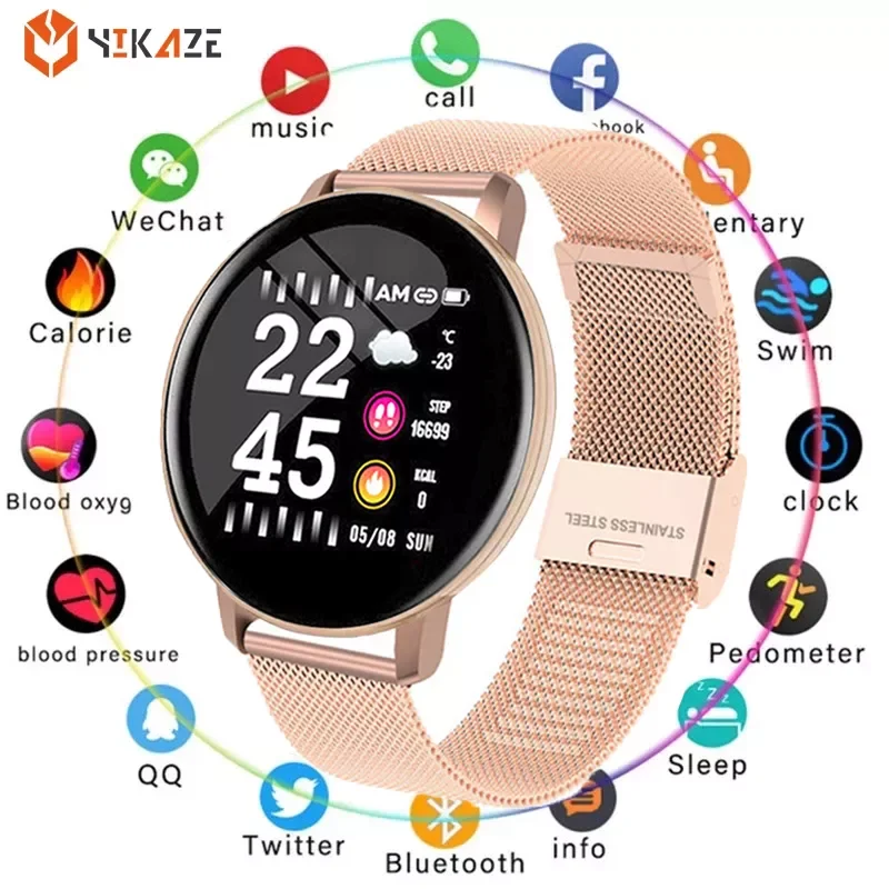 

Smart Watch 2021 Round Women Waterproof Smartwatch Men Women Fitness Tracker Blood Pressure Monitor for Android IOS Smart Clock
