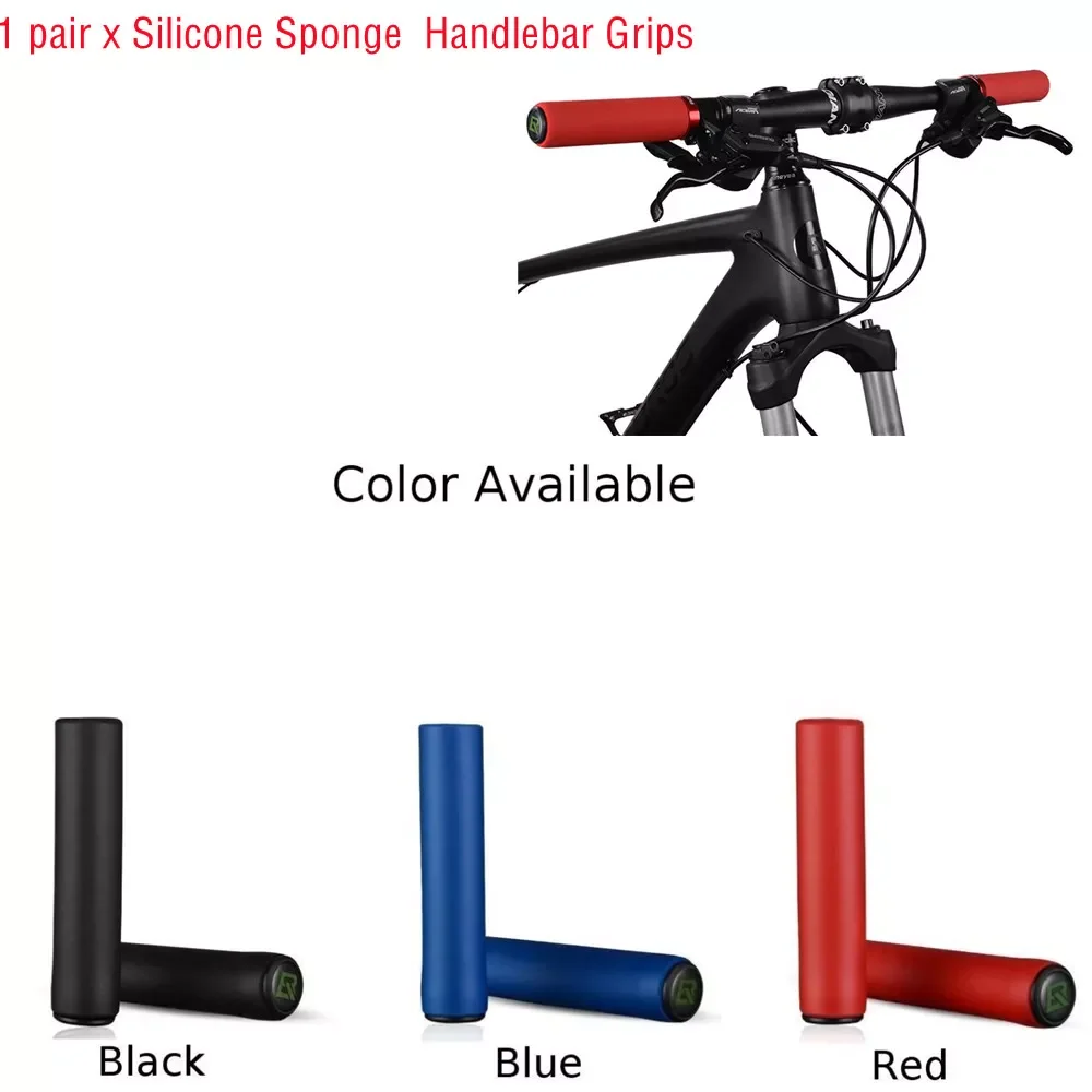 

1 Pair Bicycle Grips Silicone Sponge MTB Bike Handle Bar Soft Cycle Grip Black,Red,Blue Sponge Handlebar Grips 13mx22.2mm