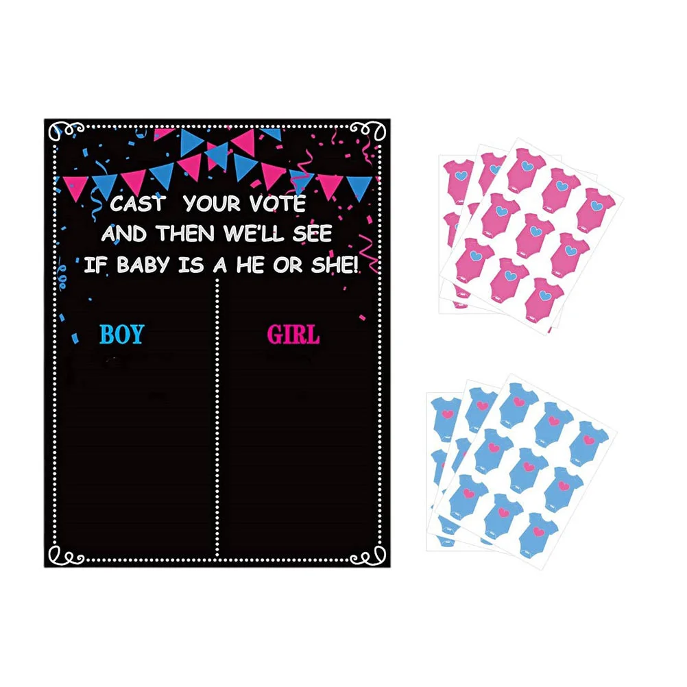 

Gender Reveal Party Voting Baby Stickers Games Decor Girl Boy Or Ideas Supplies Kit Poster Board Shower Supply Identification