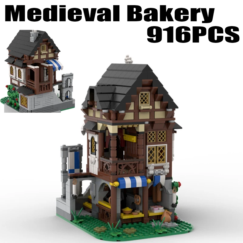 

Блоки MOC для строительства средневековой пекарни, Конструкторы для восстановления замка, улицы, взгляда, солдат, фигурки, рыцари, строительные блоки, игрушки