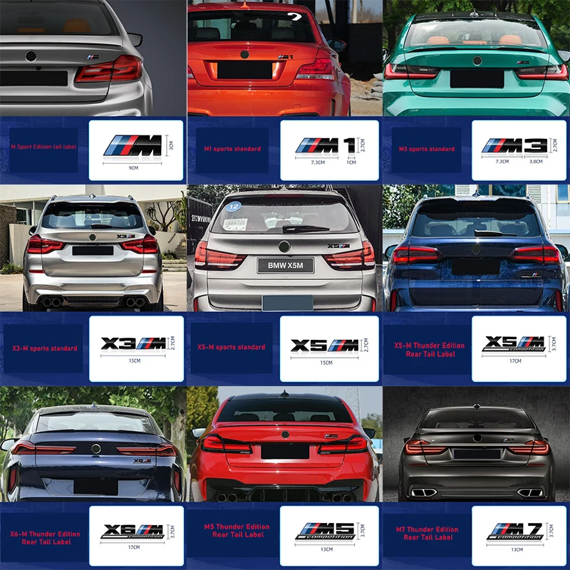 

BMW M Logo Mid-net Label Leaf Board Side Label X3 X5 1 3 Series 75 Series Modified Car Rear Tail Label Decoration Stickers