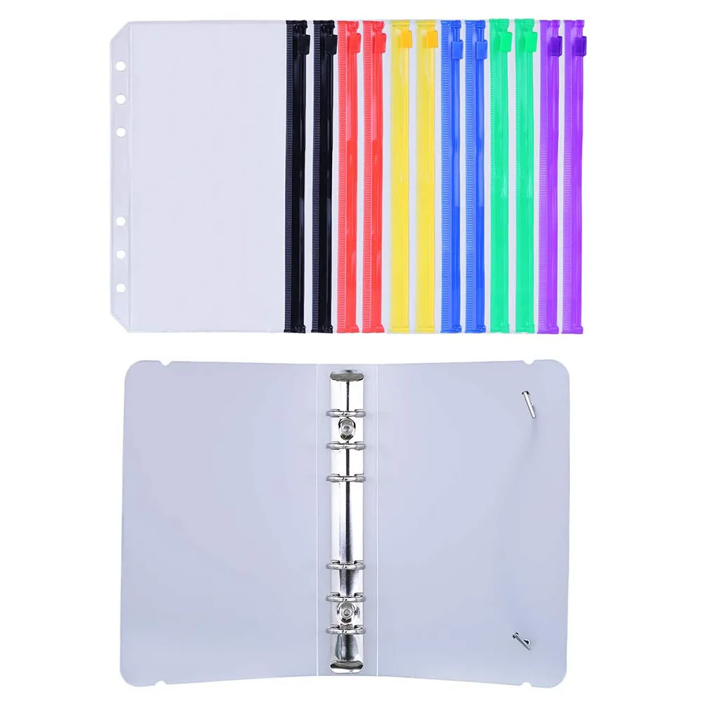 

A6 Clear Plastic Binder Pockets 4 1/5 x 6 3/4 Loose Leaf Bags Organizer Budget Envelope System, with Clear Binder Cover
