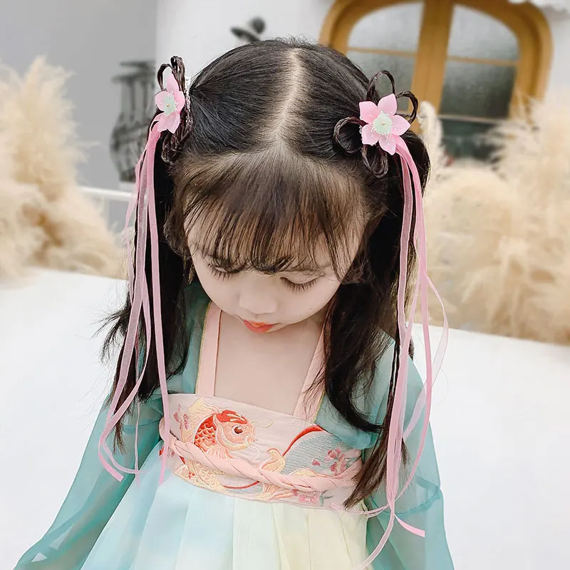 

Baby Girl Hairpin Tassel Bow Wig Braids Children Headwear Chinese Style Cute Dress Up Ribbon Fashion Accessories New Hot Sale
