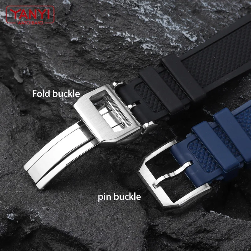 Rubber watch strap 22mm for iw-c IW390502 IW390209 watchband high-quality watch band folding clasp Curved end wristwatches belt