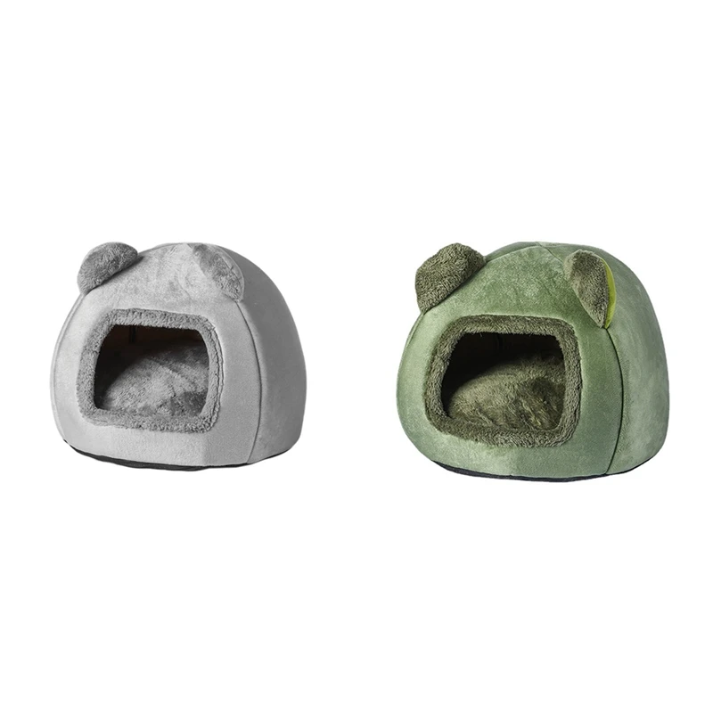 

1 Piece Pet Removable And Washable Kennel Pet Winter Sleeping Bed Cartoon Cute Kennel Gray