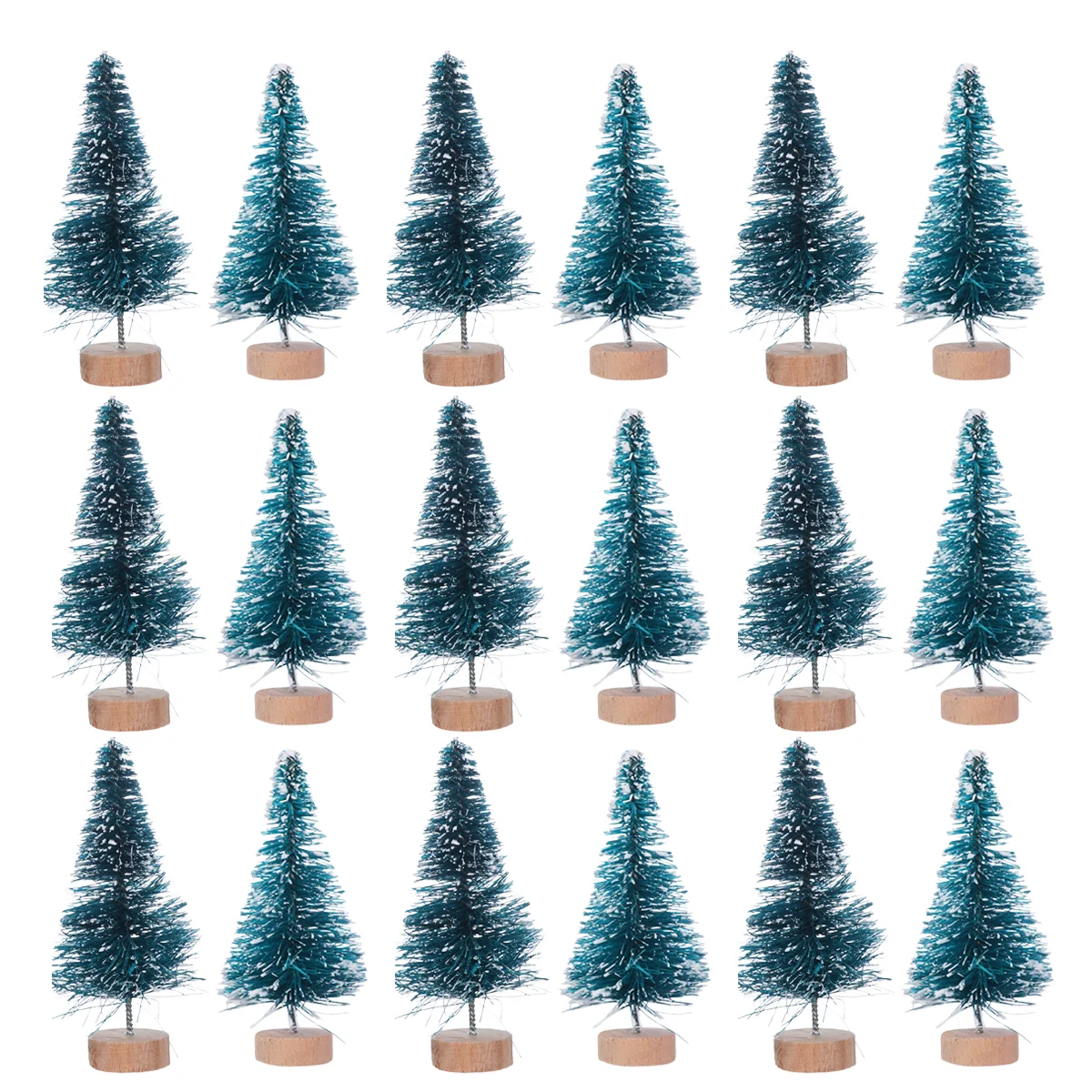 

18pcs Sisal Snow Frost Trees Pine With Wood Base Artificial Sisal Pine Tree Snowy Cedar For Crafts Christmas Party Home