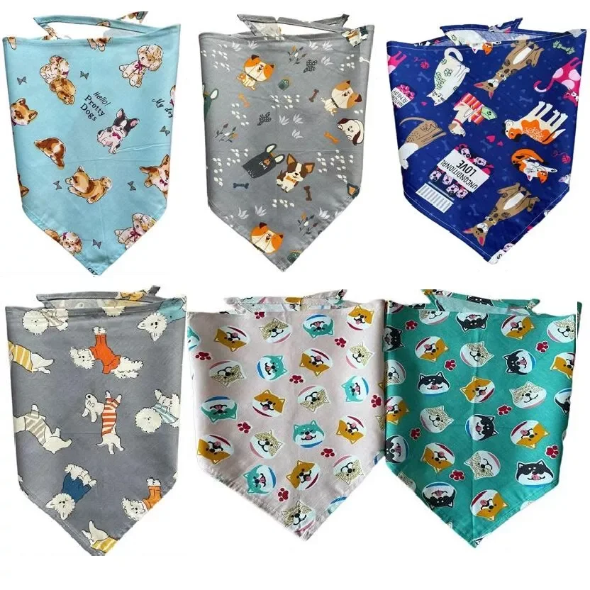 

60pcs/lot Dog patterns Pet Dog Puppy cat cotton bandanas Special making Grooming Supplies YL71201