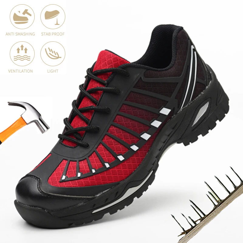 

Indestructible Men Work Shoes Safety Boots Steel Toe cap Anti-puncture Anti-smash Non-slip Comfortable Sport Advisable Sneakers