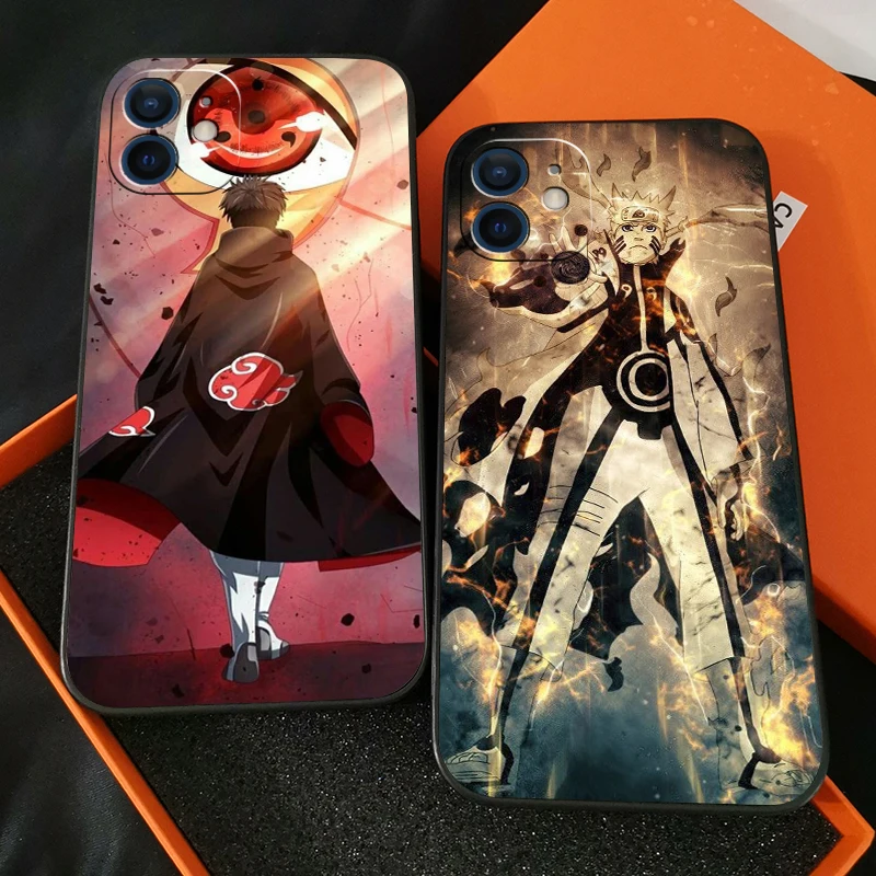 

Japanese NARUTO Anime Phone Case For Funda iPhone 13 12 11 Pro Max 13 12 Mini X XR XS Max 6 6s 7 8 Plus Coque Liquid Silicon