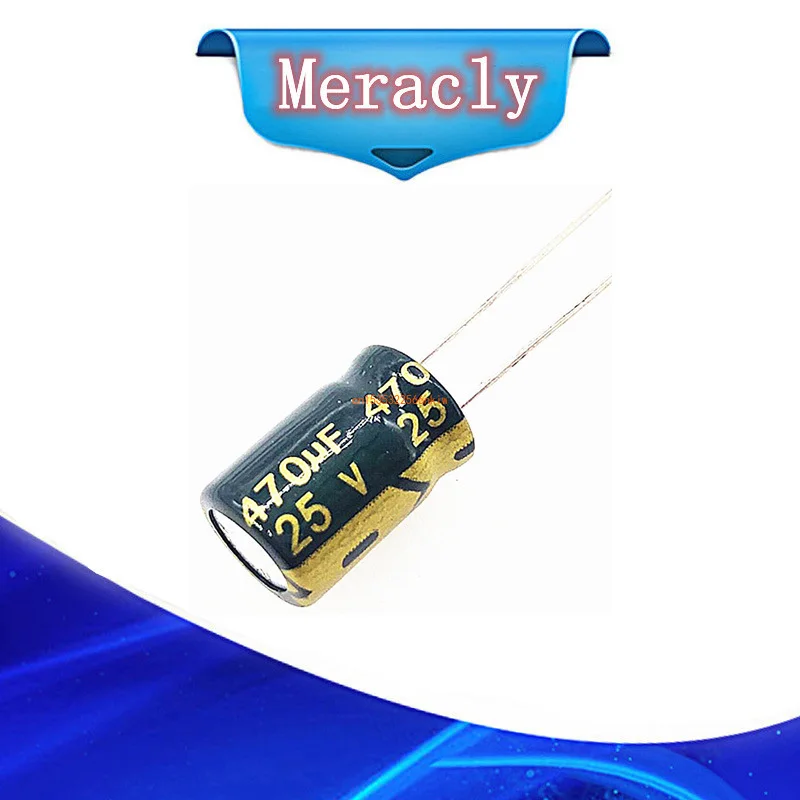 

10pcs/lot T10 25V 470UF Low ESR/Impedance high frequency aluminum electrolytic capacitor size 8*12 470UF25V 20%