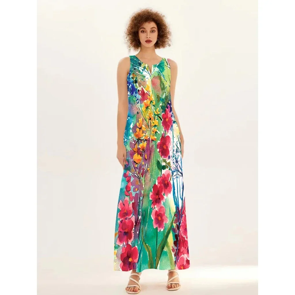 Модное Повседневное платье без рукавов с V-образным вырезом