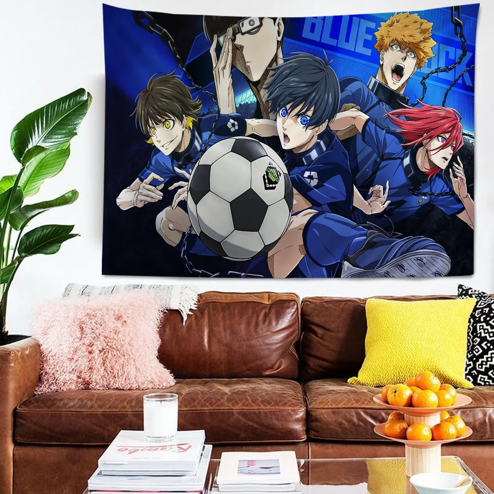 Anime Blue Lock DIY Wall Tapestry Hippie Flower Carpets Dorm Decor Art
