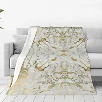 Gold Marble On White Flannel Blanket Modern Geometric Graphic Vintage Throw Blankets for Home 200x150cm Bedspreads