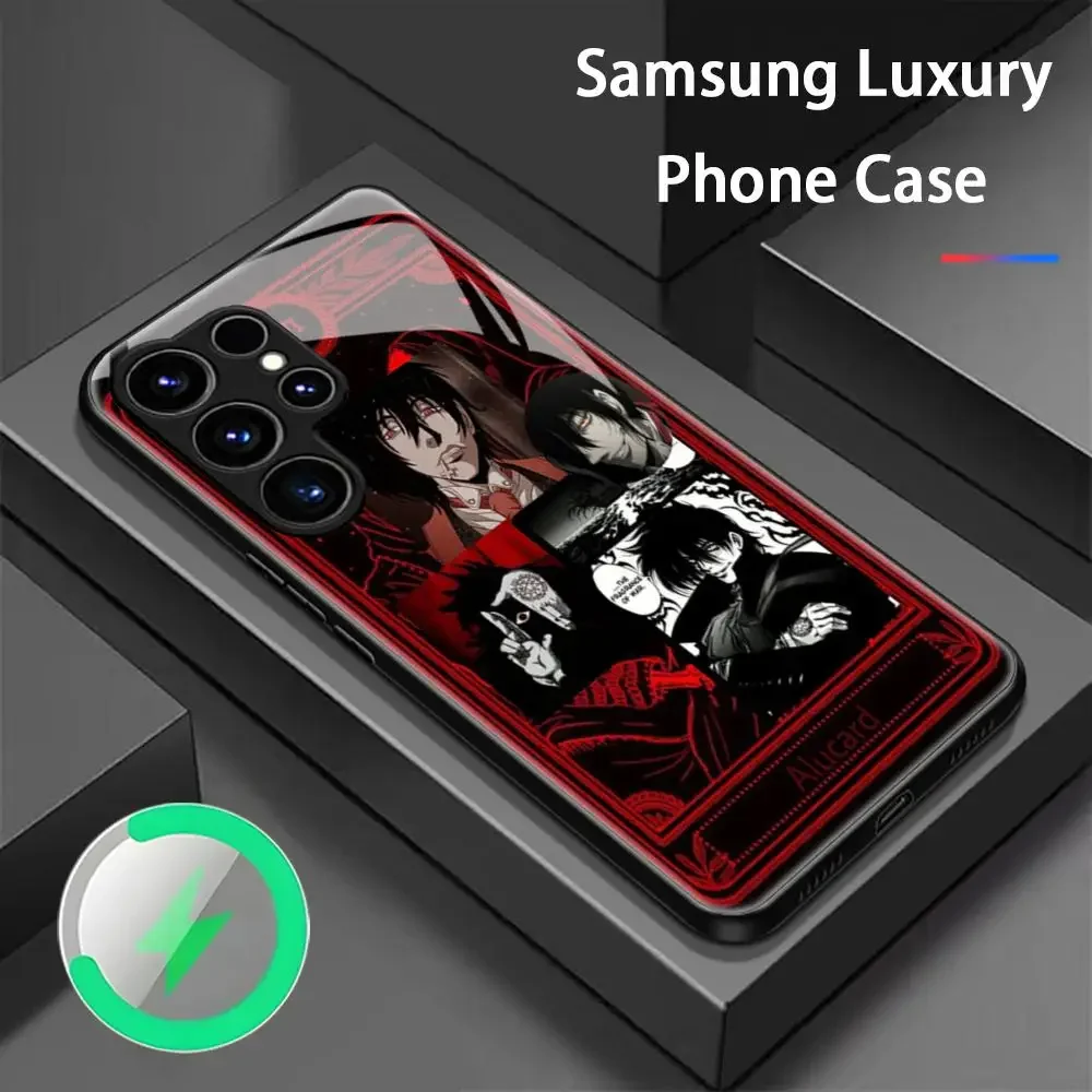 Фото GGT GOOF аниме Alucard Hellsing чехол для телефона Samsung S25 S24 S23 S22 S21 S20 Plus Ultra Note20 стеклянный магнитный чехол №5