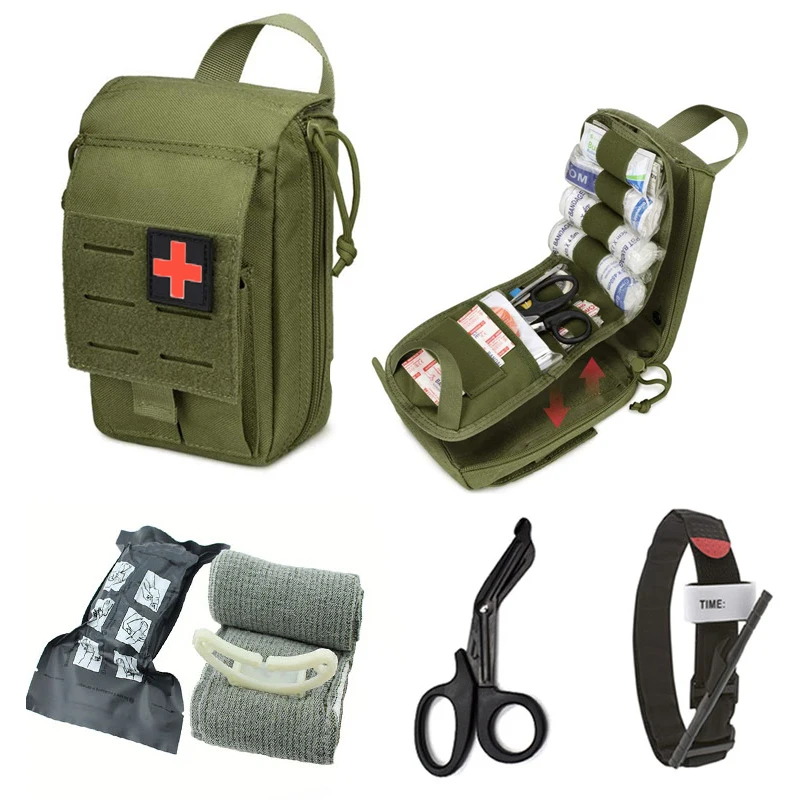 Tactical Molle First Aid Kit EDC Pouch Emergency Medical Bag EMT IFAK Pouch Scissor Bandage Tourniquet Bag Survival Waist Pack
