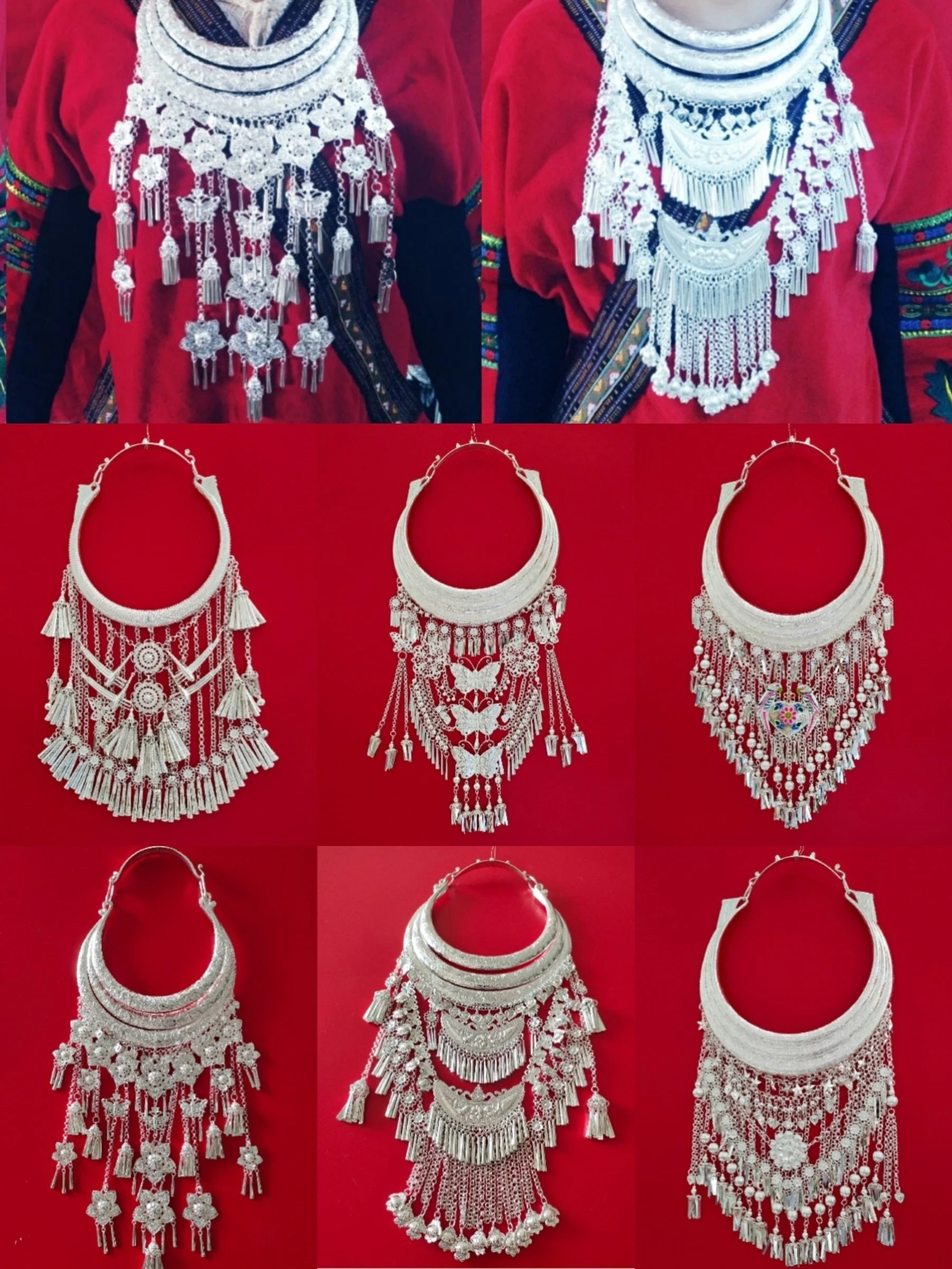 Этнический воротник Минори Мяо Серебро Тоцзя Детское серебряное ожерелье Яо