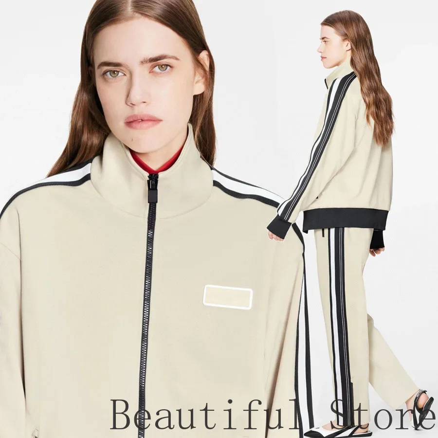 

Женский комплект из 2 предметов, повседневный комплект из двух предметов, брюки с эластичным поясом и пиджак с длинным рукавом и надписью, бр...