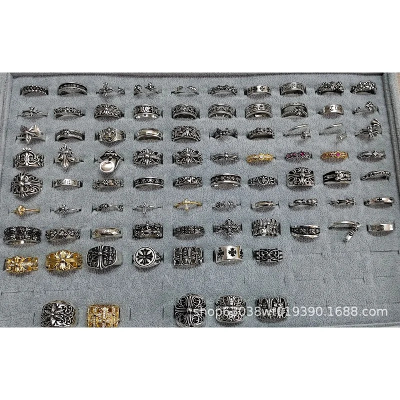 Кроктон Винтаж Старый Ротанг Цветок Гробница Крест Кольцо Хип-Хоп Лодка Якорь