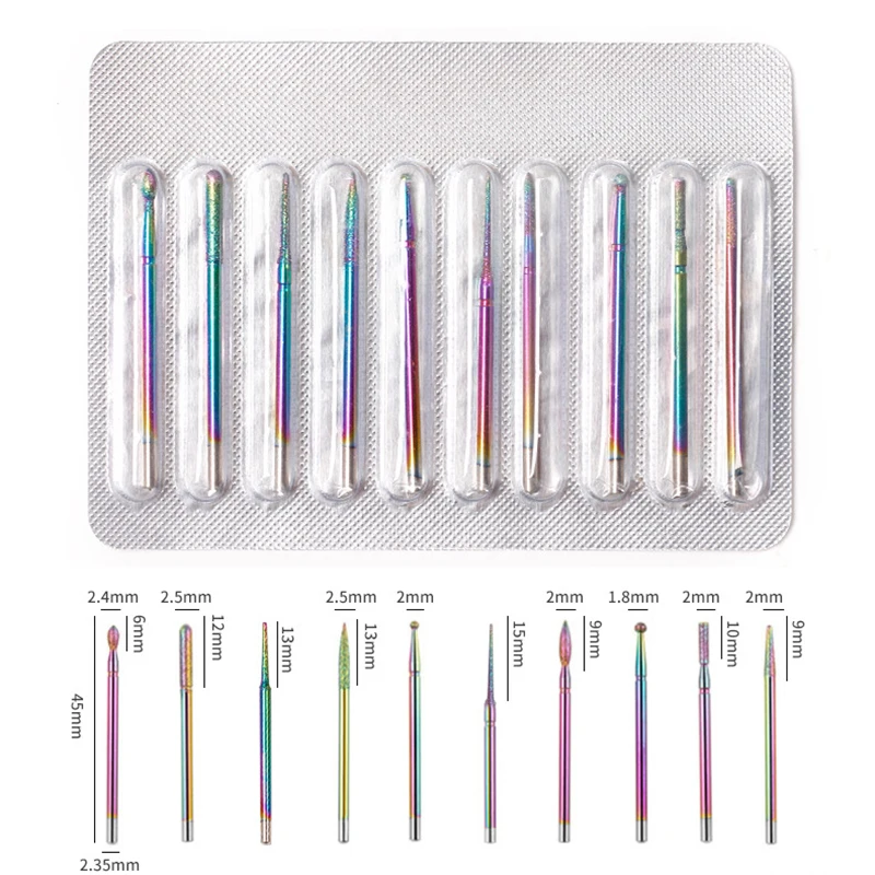 

10 шт. керамическое вольфрамовое сверло для ногтей, электрические маникюрные сверла для станка, фрезы для ногтей, заусенцы, аксессуары для пе...