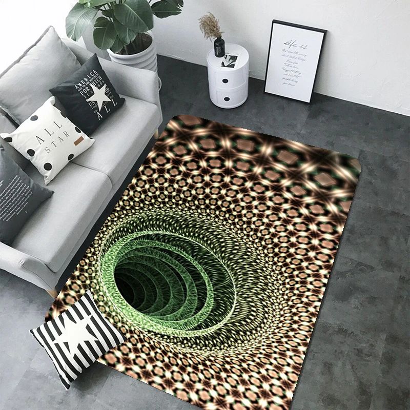 

Trap 3D Vortex Illusion Mats Floor Bath Mat Room Rugs Non-slip Kitchen Balcony Bathroom Hallway Foot Rug House Entrance Washable