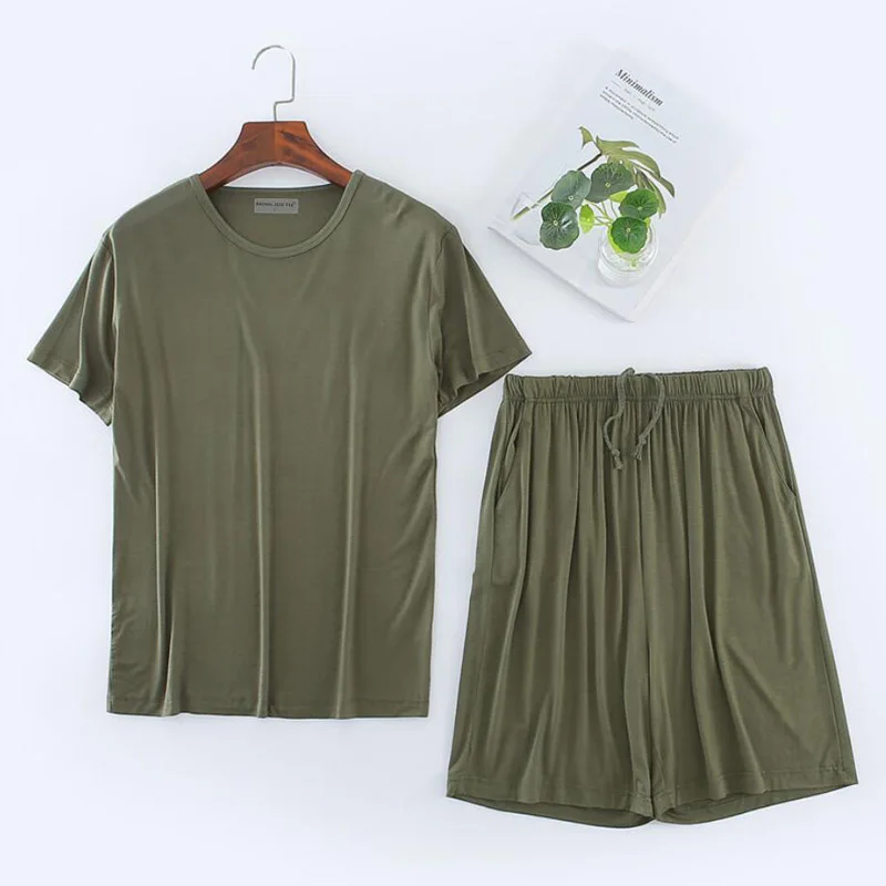 

Пижама Мужская с круглым вырезом, модал, мягкие шорты, рукав для воркаута, удобная одежда для сна, повседневный комплект, большие размеры 8XL, ...