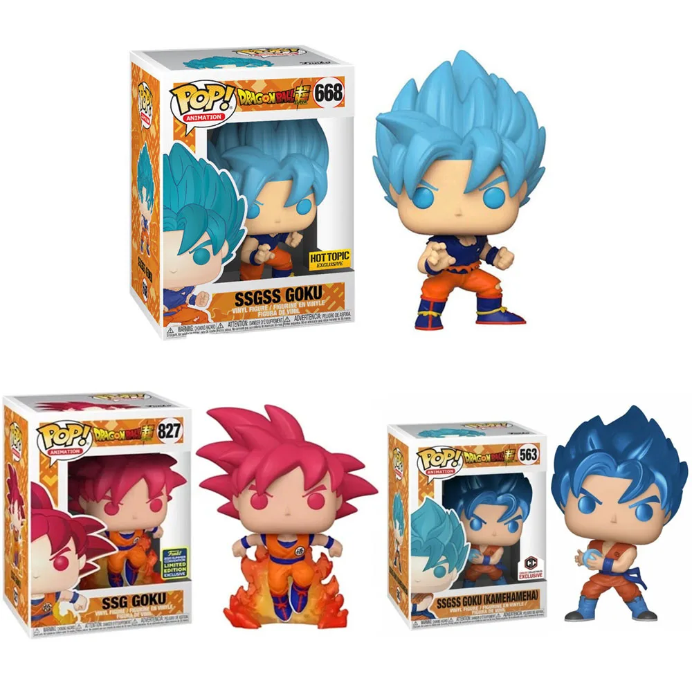 Funko Pop Animation Dragonball Ssgss Гоку # 668 563 Ссс 827 Виниловые фигурки игрушек Коллекция кукол