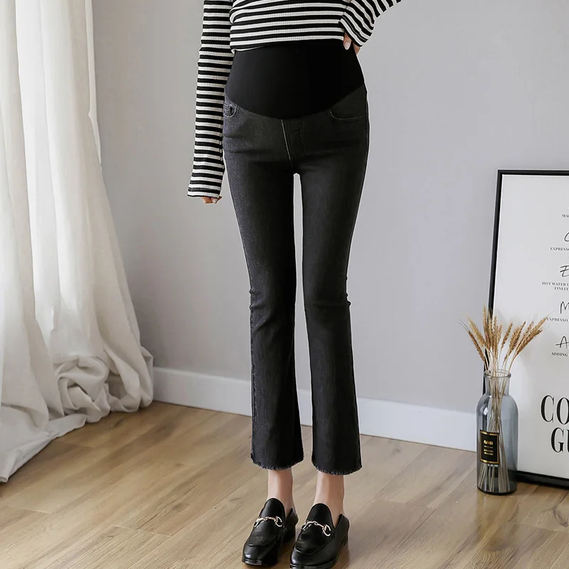 Заводская цена осень 2022 расклешенные брюки для беременных с заусенцами джинсы