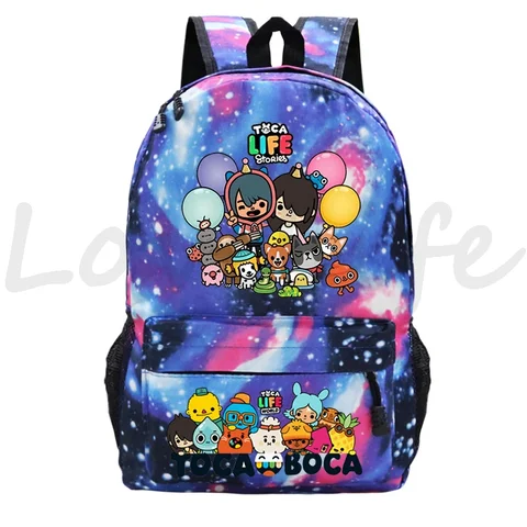 Kawaii Toca Life World Рюкзаки с принтом Детская повседневная сумка для книг для мальчиков и девочек Школьная сумка с героями мультфильмов Детский рюкзак Toca Boca Подарочная сумка