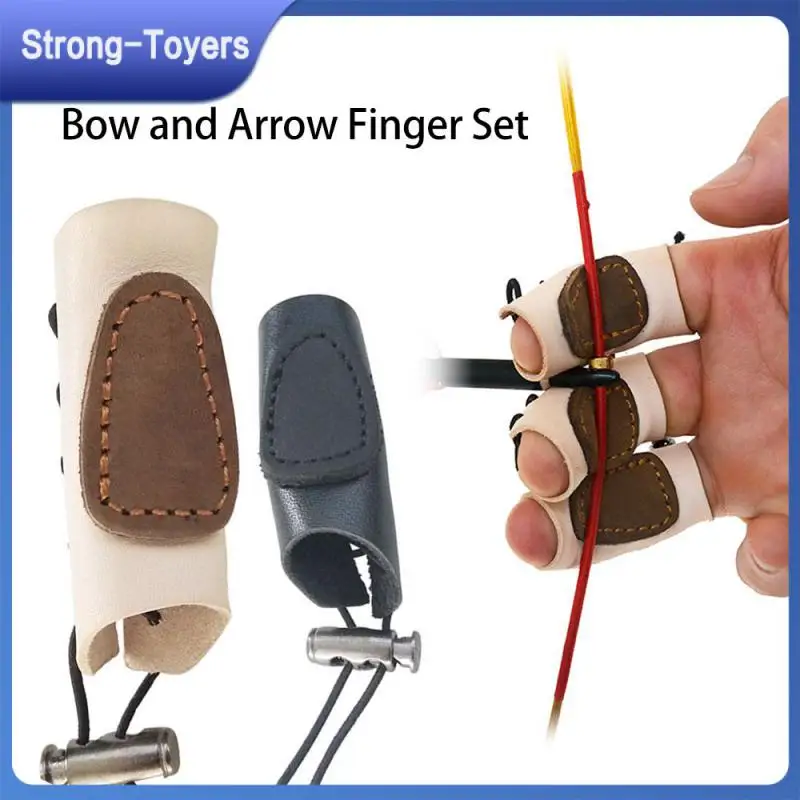 

Archery Independent Finger Glove Archer protector Three-Piece Practical Hunting Bow Supplies Leather Shoting Finger Hand Gloves