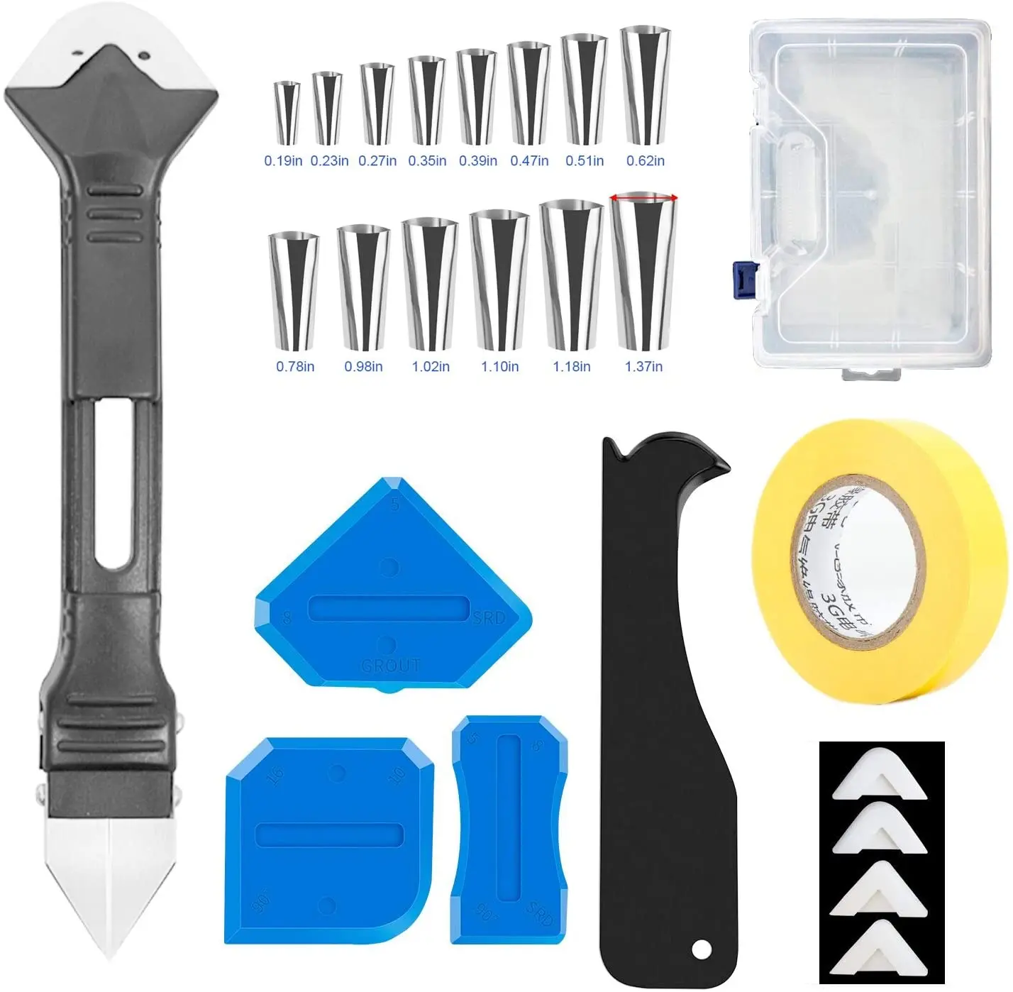 

26PCS Silicone Remover Sealant Smooth Scraper Caulk Finisher Grout Kit Tools Floor Mould Removal Hand Tools Set Accessories