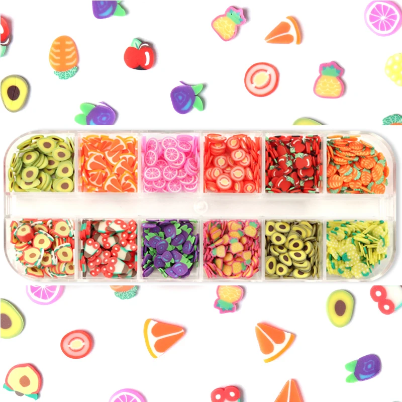 

Summer Fruits Polymer Clay Slices Slimes Resin Shaker Filler Nail Art Decorations Kawaii Jewelry Crystal Crafts DIY Accessories