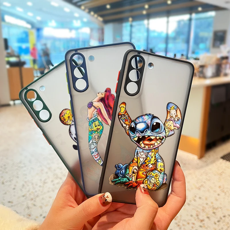 

Disney Princess Marvel For Samsung S21 20 10 8 9 M62 51 31 30S 20 FE Lite Plus (5G) Frosted Translucent Funda Capa Phone Case