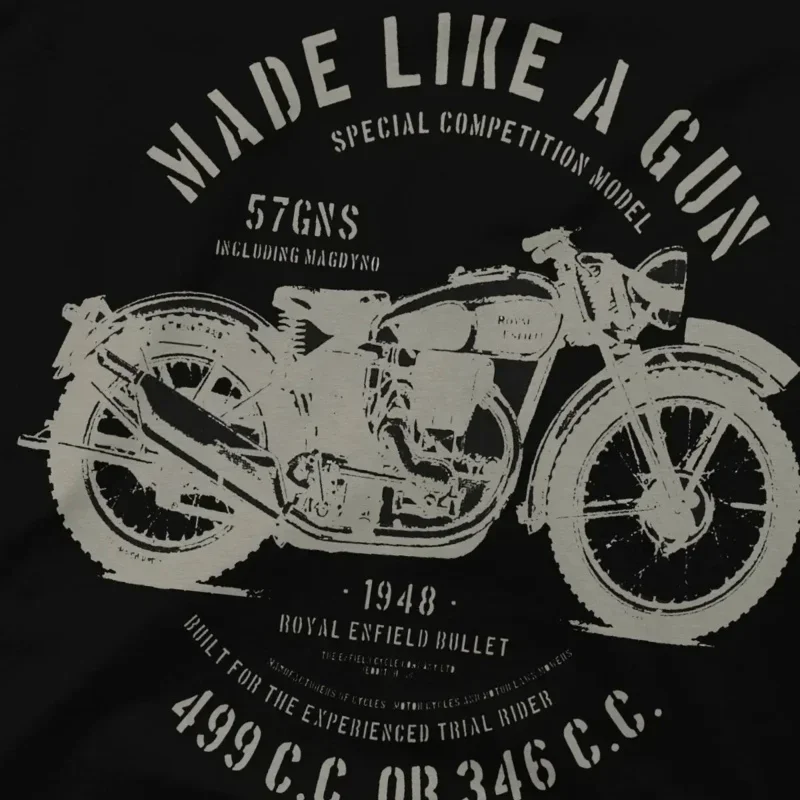 Royal Enfields ɻullet' 1948 T-Shirt Men One of British Retro Motorcycles Fun Pure Cotton Tees Round Neck Short Sleeve T Shirts