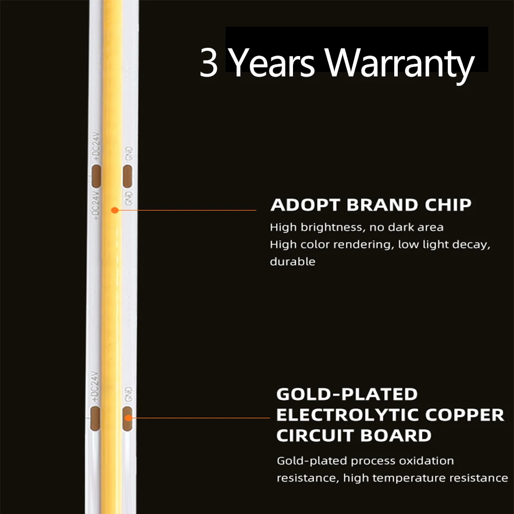 Светодиодная лента COB 12 В 24 320 400 480 528 Гибкая светодиодная Линейное освещение