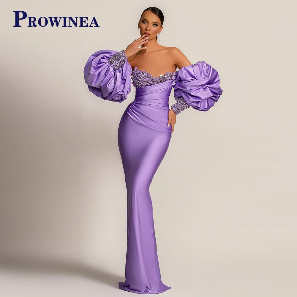 

Prowinea Luxury Mermaid Celebrity Dress Sparkly for Women Puffy Sleeves Vestidos Robes De Soirée Made to Order