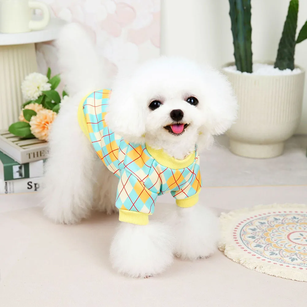

1PC Pet Clothes Classical Lattice Two-legged Clothes Comfortable and Breathable Cat Clothes Puppy Clothes Size S-XXL