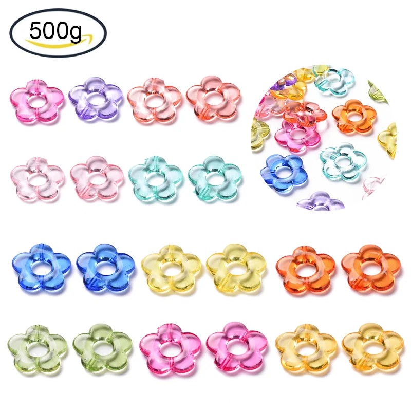 500 г прозрачные акриловые рамки для бусин Цветочные смешанные цвета 19x20x3 5 мм