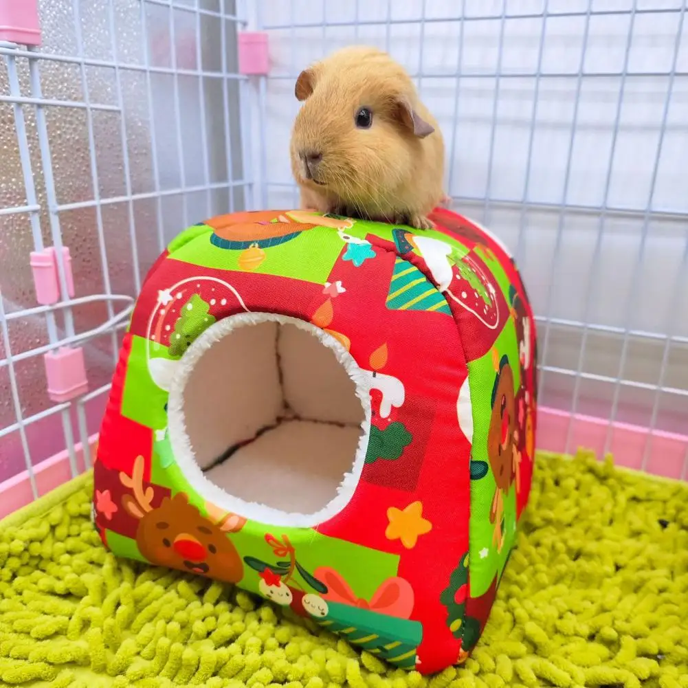 

Small Pet Shelter Premium Universal Comfortable Xmas Print Hamster Bed for Home Small Hamster Nest Small Hamster Nest