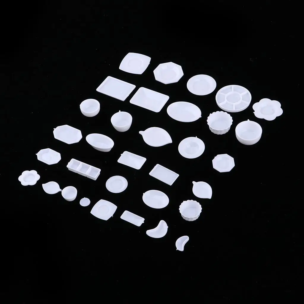 

33 Pieces Set 1/12 Dollhouse Miniature Tableware Fruits Dish Tray