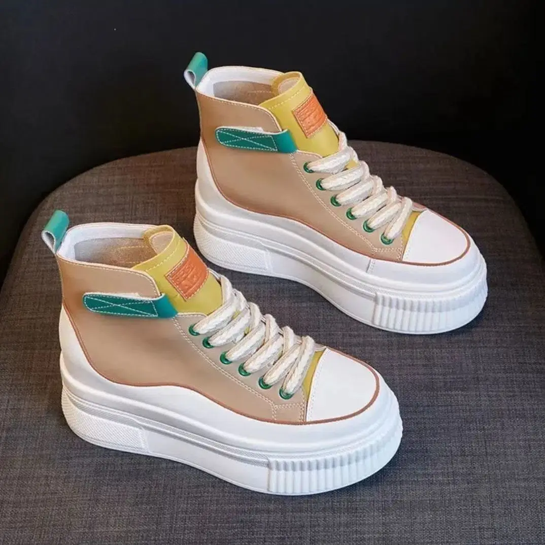 High-Top Height Increasing Insole 7cm Women's Autumn and Winter New Platform Boots Casual High Street INS Sports Board Shoes