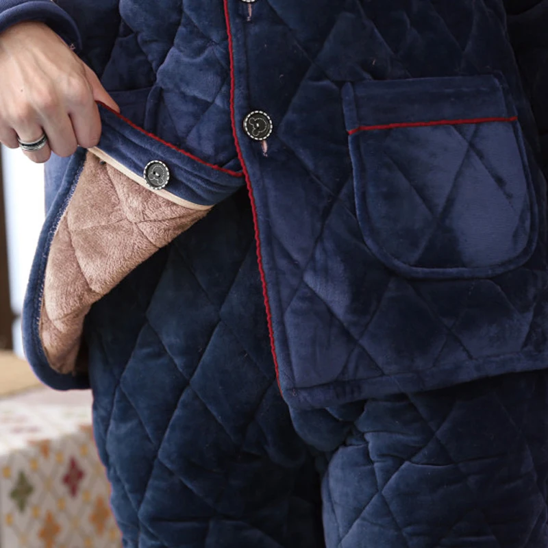 QUHENG Pijama for Men Coral Fleece 2 Pieces Lounge Sleepwear Pyjamas Autumn Bedgown Home Clothes Man PJs Flannel Pajamas Set